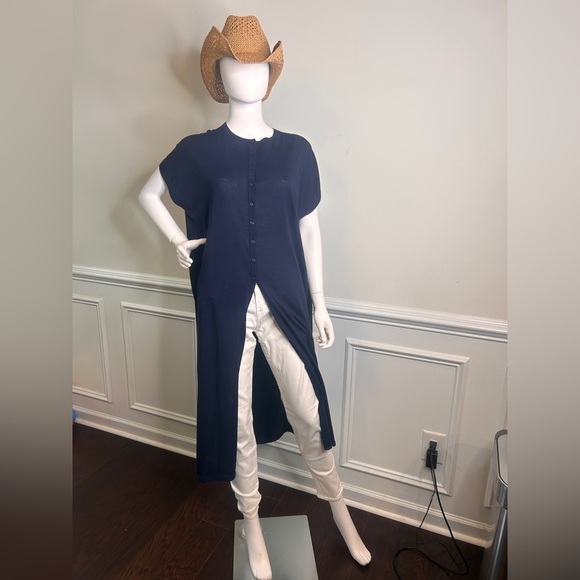 Women’s Lafayette 148 Crew Neck Midi Length Dress, Navy Blue, Size Large, - Picture 5 of 15